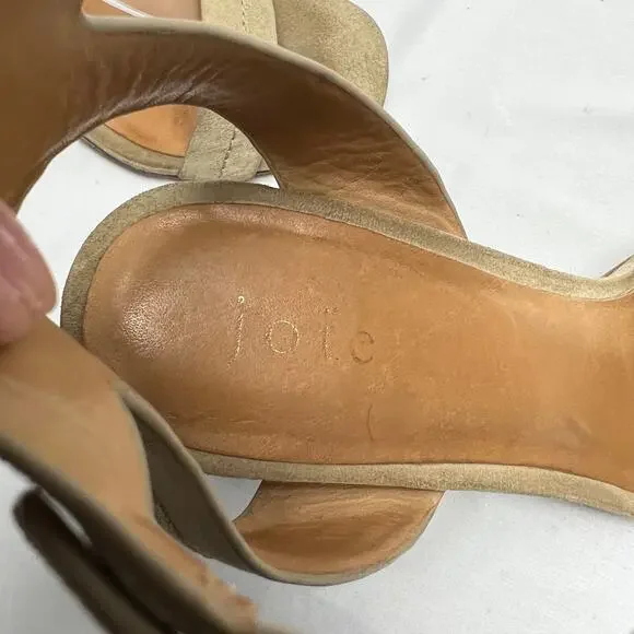 Joie Okaba Suede Stacked Heel Sand Tan Sandals 39 - Picture 6 of 10